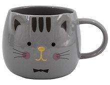 Кружка с ушками Котик серый (керамика) (480мл) (12-6641-202604-10)