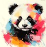 Холст с красками по номерам "Малыши-животные. Красочная панда", 30 х 30 см
