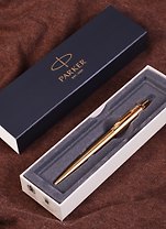 Ручка шариковая Parker, Jotter Premium West End Brushed Gold, подарочная синяя