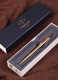 Ручка подарочная шариковая синяя, Jotter Premium West End Brushed Gold, Parker