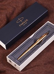 Ручка подарочная шариковая синяя, Jotter Premium West End Brushed Gold, Parker