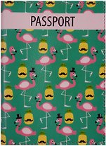Обложка для паспорта Фламинго и ананас с усами (кожа) (ПВХ бокс)  (ОК2017-12)