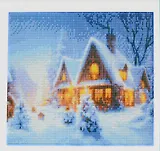 Алмазная мозаика классическая, с подрамником, с полным заполнением "Новогодняя ночь", 22 х 32 см