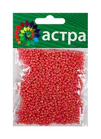 01 Бисер Астра (405 красный/непрозр. радужный) (675288) (11/0) (20гр.) (стекло) (упаковка)