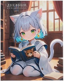 Дневник школьный «Милашка с книжкой», для младших классов, Listoff