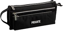 Пенал-косметичка «Private», 2 отделения, черный, 21х10х7,5 см