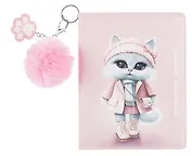 Дневник шк. "Кошечка в пальто" кожзам, тв.переплёт, поролон, полноцв.печать, одно ляссе, загругл.углы, брелок, универс.шпаргалка