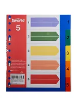 Разделитель А5 пластик, 5 разделов, цветной