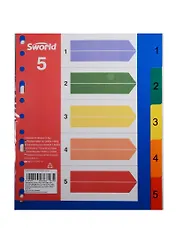 Разделитель А5 пластик, 5 разделов, цветной