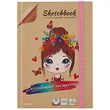 Скетчбук 145*203 80л "Беззаботное настроение" крафт бумага., тв.подложка, резинка