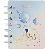 Записная книжка А7 80л лин. "Космонавт" карт.обл., спираль, ассорти