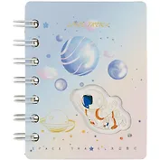 Записная книжка А7 80л лин. "Космонавт" карт.обл., спираль, ассорти