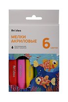Мелки акриловые, 6 цветов, выкручивающиеся