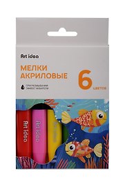 Акриловые мелки, 6 цветов, выкручивающиеся, Art idea