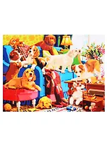 Холст с красками по номерам 40х50см ТМ Рыжий кот Щенята в гостиной Х-8099