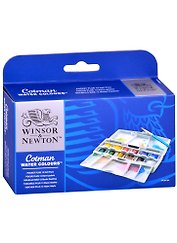 Краски акварельные "Cotman Pocket Plus" 12цв, мал.кюв., компактная кисть, пласт.кор, Winsor&Newton