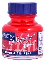 Тушь для каллиграфии 30мл малиновая (синяя крышка), Winsor&Newton