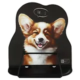 Подставка для книг/учебников "ВЕСЕЛЫЙ КОРГИ" 17x16,5x15,5см, черная, металл., фигурная вырубка