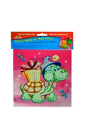 Самокл. мерцающая мозаика из мягк. пласт. А5 Черепашка с подарком (C2420-07) (набор для дет. творч.)