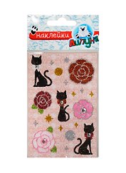 Н Розы и кошки (GS001) (блестящие наклейки)