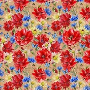 Бумага подарочная, крафт, Феникс, Маки и ромашки, 100*70см, 80г/м2