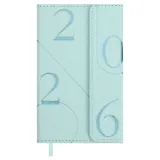 Еженедельник дат. 2026г. 64л 95х155 мм "Бьянчини" мятный, кожзам, тв.переплет, тисн. фольгой, офсет, справ.мат-лы, магнит.клапан, ляссе, инд.уп