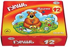 Гуашевые краски «Мультики» 12 цветов, 20 мл, Гамма