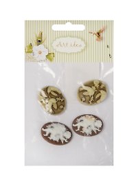 Набор камей 2*2 шт, 1.8*2.5 см, птичка и ангел (11-08631-26)