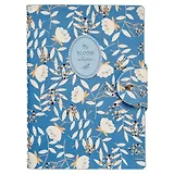 Тетрадь А5 96л кл. "Diary" голубой, иск.кожа, мягк.переплет, полускр.спираль, нашивка с блинт.тиснением, кнопка