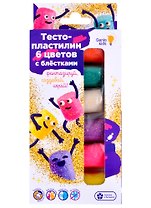 Набор для детской лепки ТМ GENIO KIDS-ART Тесто-пластилин 6 цветов с блестками (ТА1091) (180г)