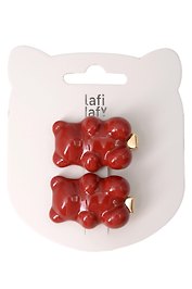 Набор заколок Мишки красные (2шт) (пластик) (3,5см) (12-Ava-5) (Lafilaf)