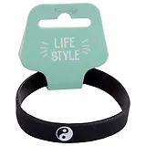 Браслет Инь-Ян (черный) (силикон) (20,2 см)