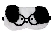 Маска для сна Собачка белая в очках с черными ушами (плюш) (пакет) (12-37395-202508-XP10) (Lafilaf)