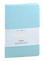 Книга для записей А5- 80л кл. "Graсe" небесно-голубой, иск.кожа, ляссе, инд.уп.