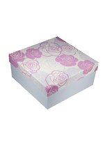 Коробка подарочная "Розы на белом" сиреневые 20*20*10,3см, картон, Хэнсибэг