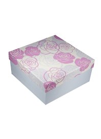 Коробка подарочная "Розы на белом" сиреневые 20*20*10,3см, картон, Хэнсибэг