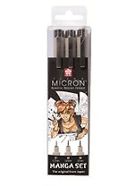 Ручки капиллярные черные 03шт "Pigma Micron Manga" 0.1мм, 0.5мм, 0.8мм