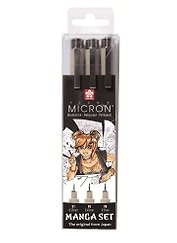 Ручки капиллярные черные 03шт "Pigma Micron Manga" 0.1мм, 0.5мм, 0.8мм