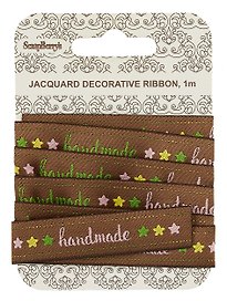 Лента жаккардовая, Handmade кофе, 15мм, 1м, SCB390703