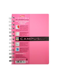 Блокнот А6 120л кл. "CAMPUS" розовая, пласт.обложка, бок.гребень, 3 цв.разделителя, инд.уп., Hatber