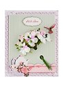 Букетик с камушками, бело-розовый, 6 стеблей (готовые на подложке)