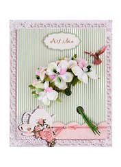 Букетик с камушками, бело-розовый, 6 стеблей (готовые на подложке)