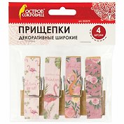 Прищепки декоративные широкие Фламинго, 4 штуки, 7,2 см, ассорти, ОСТРОВ СОКРОВИЩ, 662678
