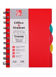 Записная книжка «Темно-красная» А6, 120 листов в клетку, спираль, Listoff