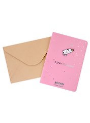 Открытка со значком «MOOMIN. Фрекен Снорк с цветочком. С Днем рождения!», картон, металл, 15х11