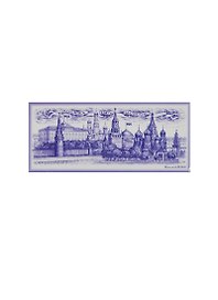 Магнит Москва набережная и Храм Василия Блаженного (металл цв.синий) (02-2-22)