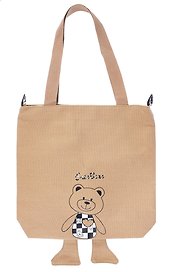 Сумка-шоппер на молнии Kawaii Мишка с ножками (бежевая) (текстиль) (40х33) (12-11525-202405-C7)
