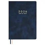 Еженедельник дат. 2026г. А5 80л "Тиволи делавэ" синий, кожзам, мягк.переплет, блинт.тиснение, офсет, тисн.фольгой, 2 ляссе, инд.уп