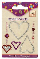 Набор для творчества FANCY CREATIVE Наклейки из страз Сердечки, 6*6см, полимерная в асс.