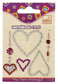 Набор для творчества FANCY CREATIVE Наклейки из страз Сердечки, 6*6см, полимерная в асс.